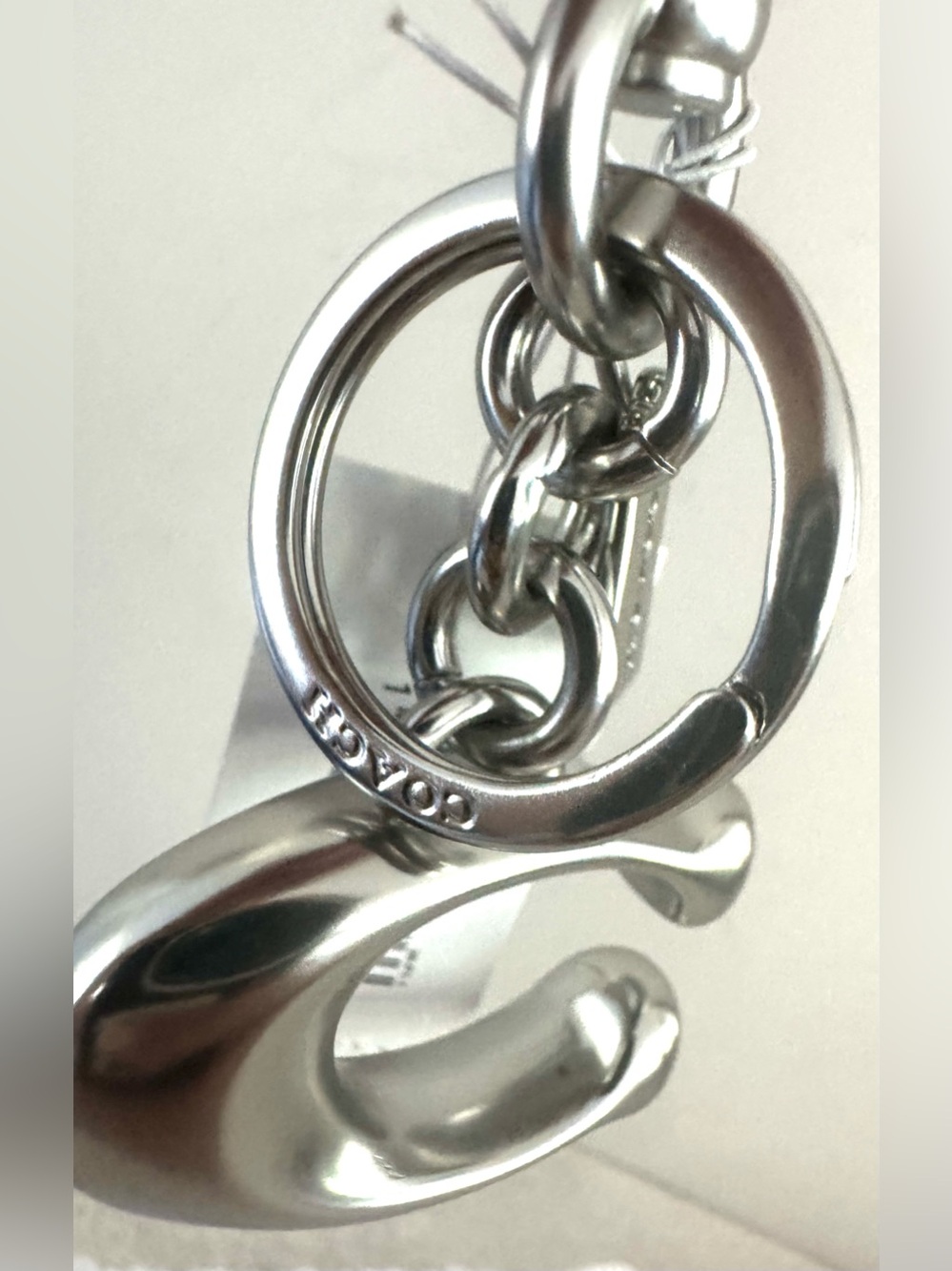 COACH NWT Silver C Bag Charm Keychain Purse Charm Gift Giftable - Picture 4 of 7